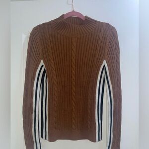 LOFT Brown Cable Knit Turtleneck Sweater